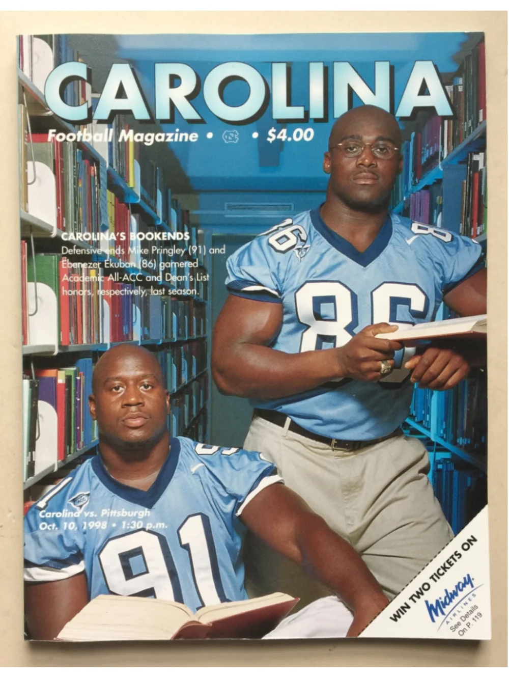 1998 CAROLINA, Football Magazine, UNC Tar Heels, Carolina VS Pittsburgh